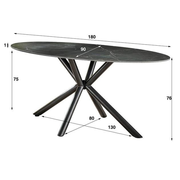 Spisebord Sophie DH Interiør Sort LxBxH 189x99x9 Keramik Hvid fotostørrelsesangivelse