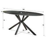 Spisebord Sophie DH Interiør Sort LxBxH 189x99x9 Keramik Hvid fotostørrelsesangivelse