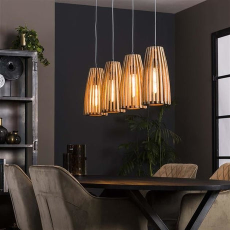 Hængelampe Elias DH Interiør Mango LxBxH 140x42x20 Mangotræ Atmosfærisk foto diagonalt set forfra