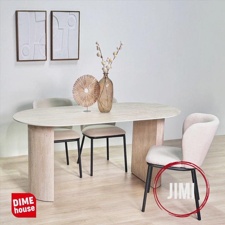 Ovalt spisebord Jimi 180x90 cm travertin beige