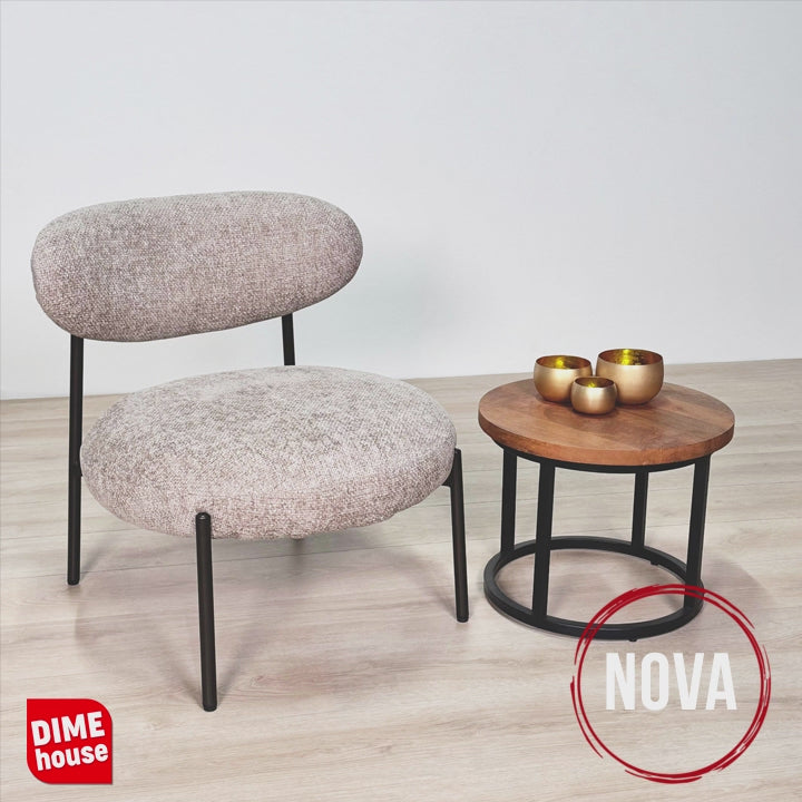 Nova Rund Fotel – Sandfarvet Stoff 