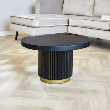 Sofabord Elora Dimehouse Sort LxBxH 65x65x9 Mangotræ Atmosfærisk foto set forfra