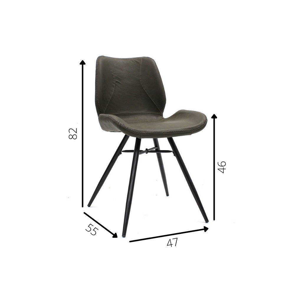 Spisestuestol Beau kunstlæder Dimehouse Grøn LxBxH 72x68x50 Kunstlæder Hvid fotostørrelsesangivelse