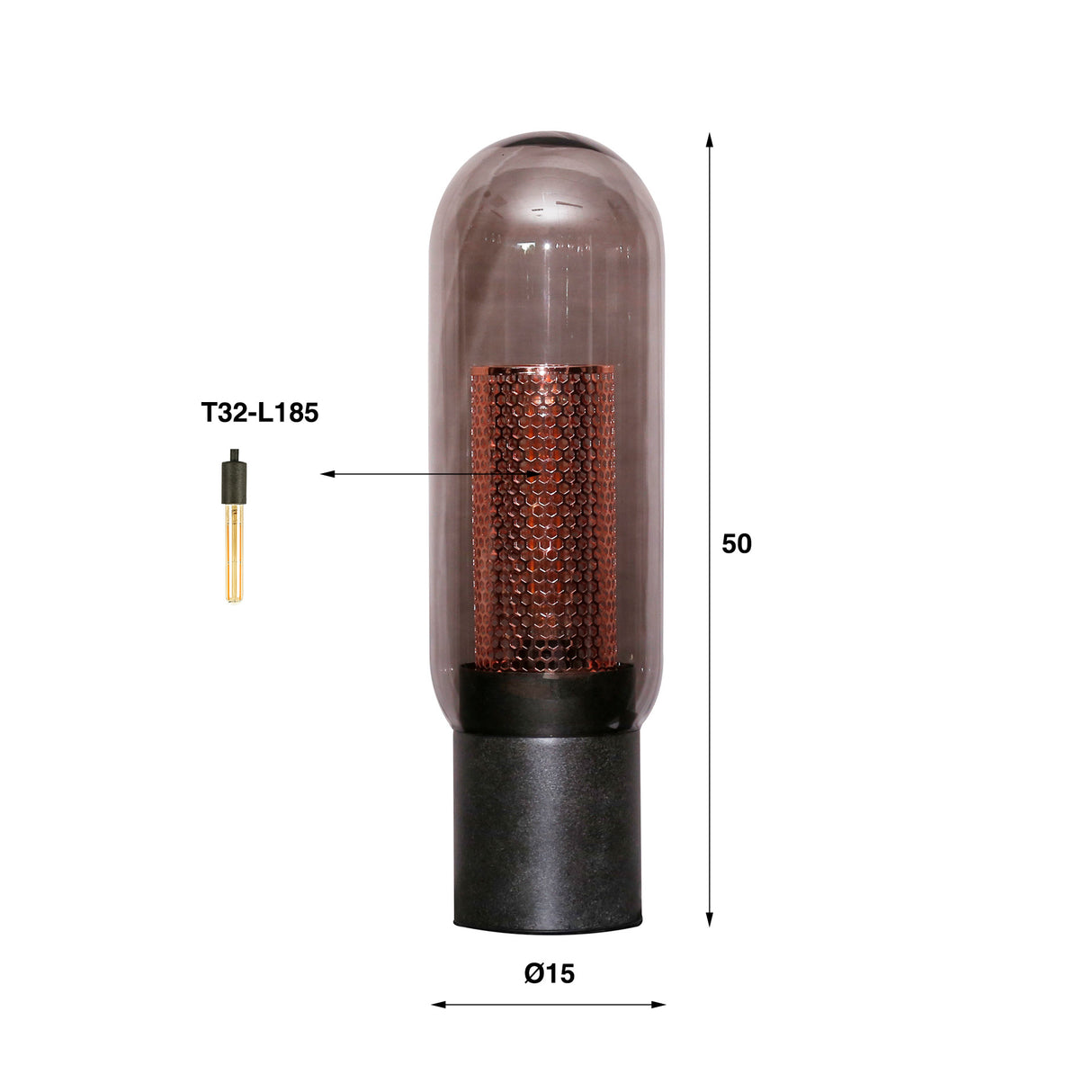 Bordlampe Hilda DH Interiør Sort LxBxH 46x38x21 Metal Hvid fotostørrelsesindikation