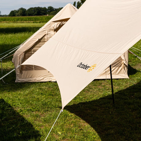 Markise Tarp bomuld beige 420x420x240 cm Dimehouse Beige LxBxH 66x16x14 Bomuld Atmosfærisk fotodetalje