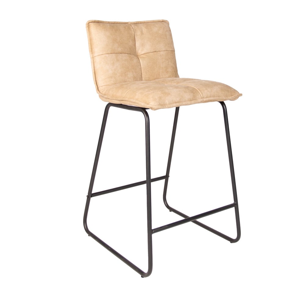 Barstol Jelle Dimehouse Champagne LxBxH 63x56x49 Mikrofiber Hvid foto diagonalt set forfra