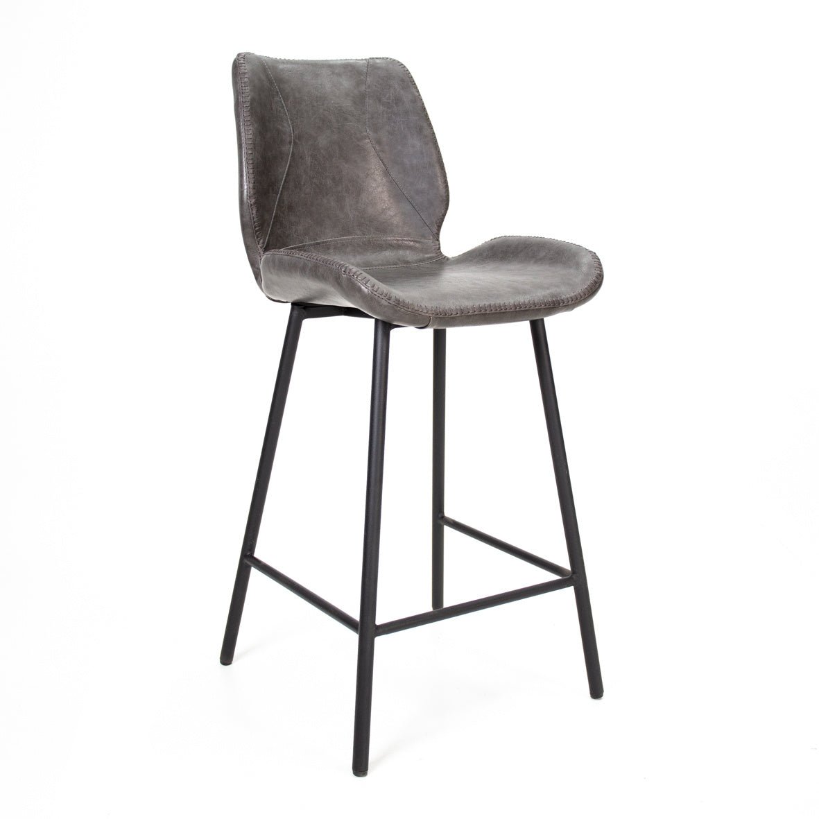 Barstol Beau kunstlæder Dimehouse Antracit LxBxH 82x54x52 Kunstlæder Hvid foto diagonalt set forfra