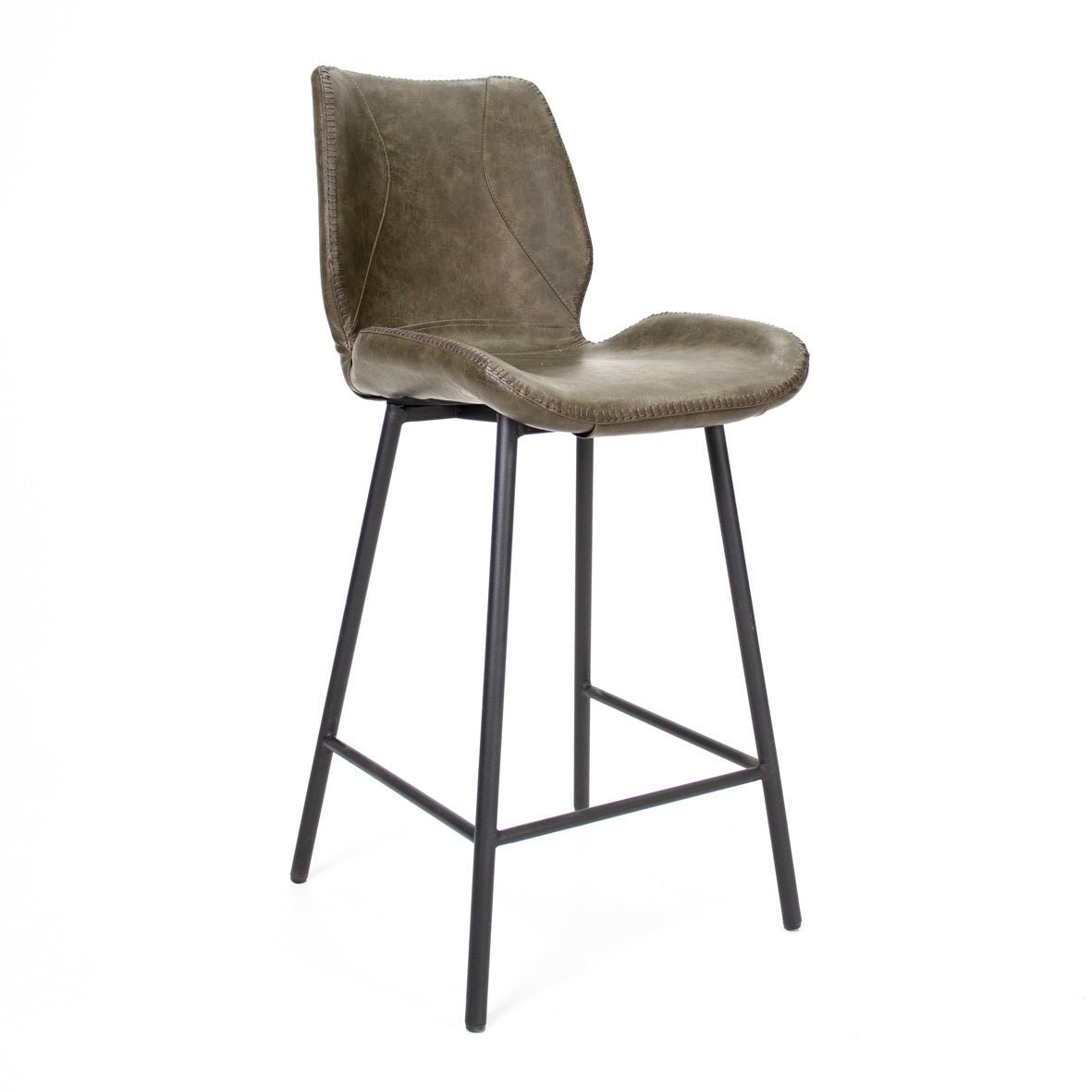 Barstol Beau kunstlæder Dimehouse Grøn LxBxH 84x54x52 Kunstlæder Hvid foto diagonalt set forfra
