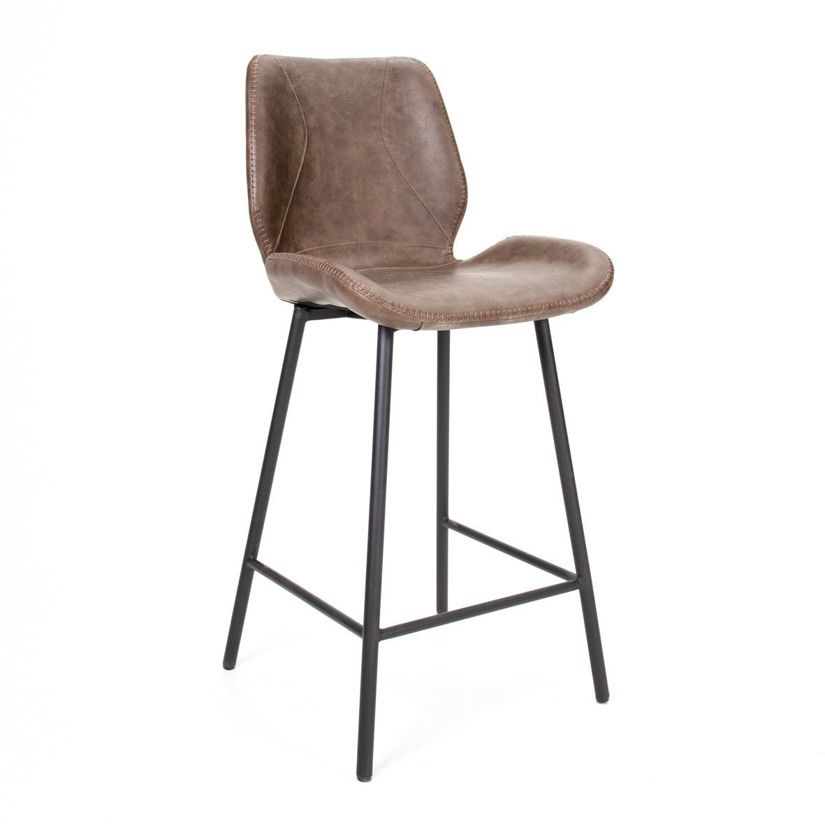 Barstol Beau kunstlæder Dimehouse Taupe LxBxH 84x54x52 Kunstlæder Hvid foto diagonalt set forfra