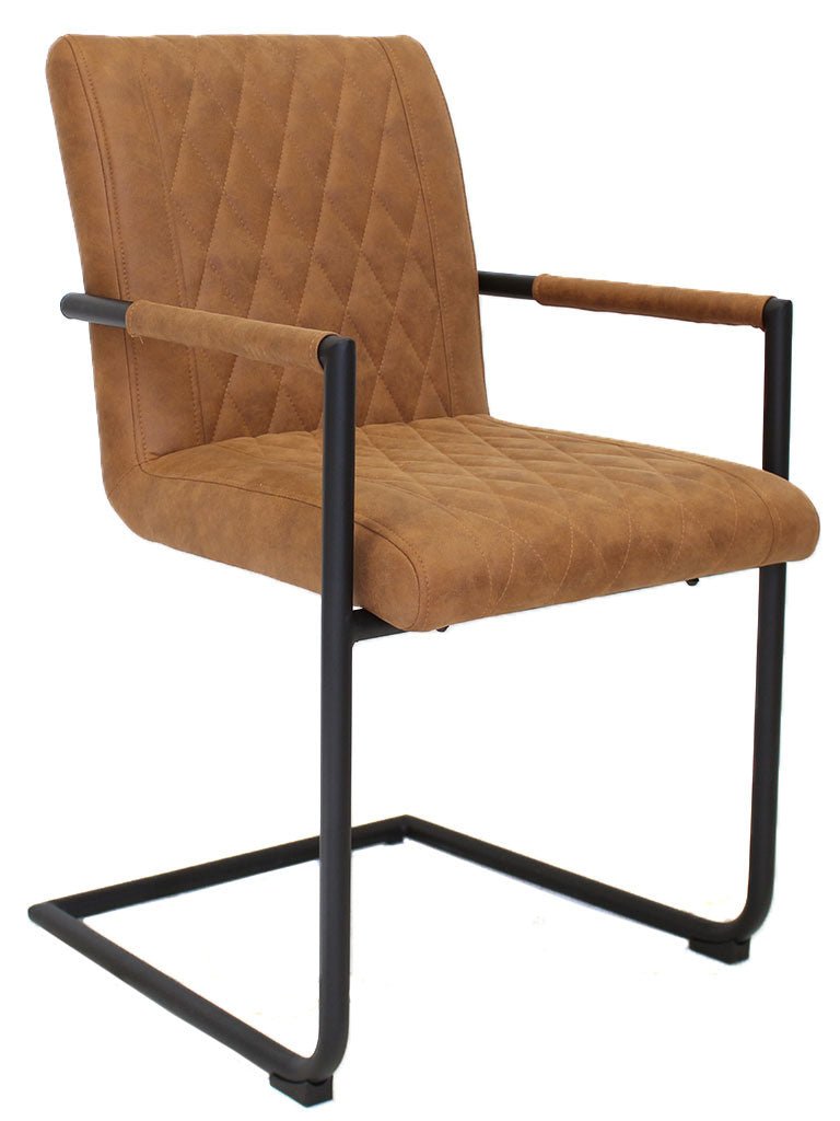 Spisestuestol Dean Dimehouse Cognac LxBxH 70x58x57 Stof Hvid foto diagonalt set forfra