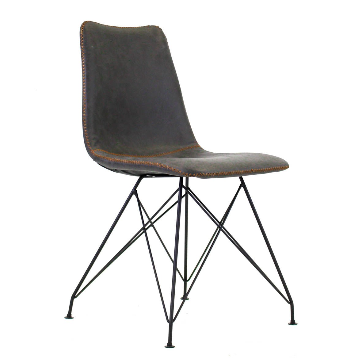Spisestuestol Viano Dimehouse Antracit LxBxH 64x61x52 Kunstlæder Hvid foto diagonalt set forfra