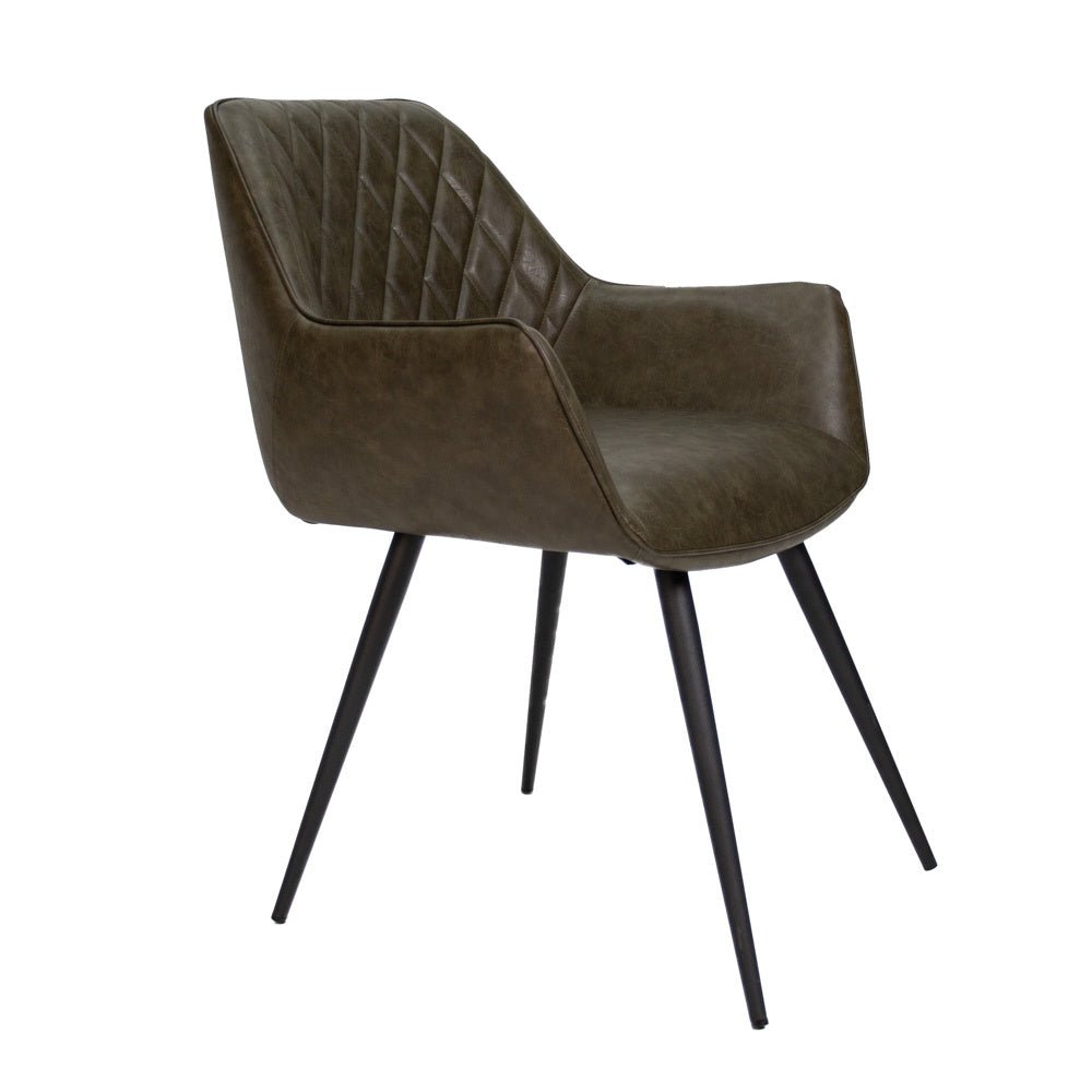 Spisestuestol Cara Dimehouse Grøn LxBxH 78x65x57 Kunstlæder Hvid foto diagonalt set forfra