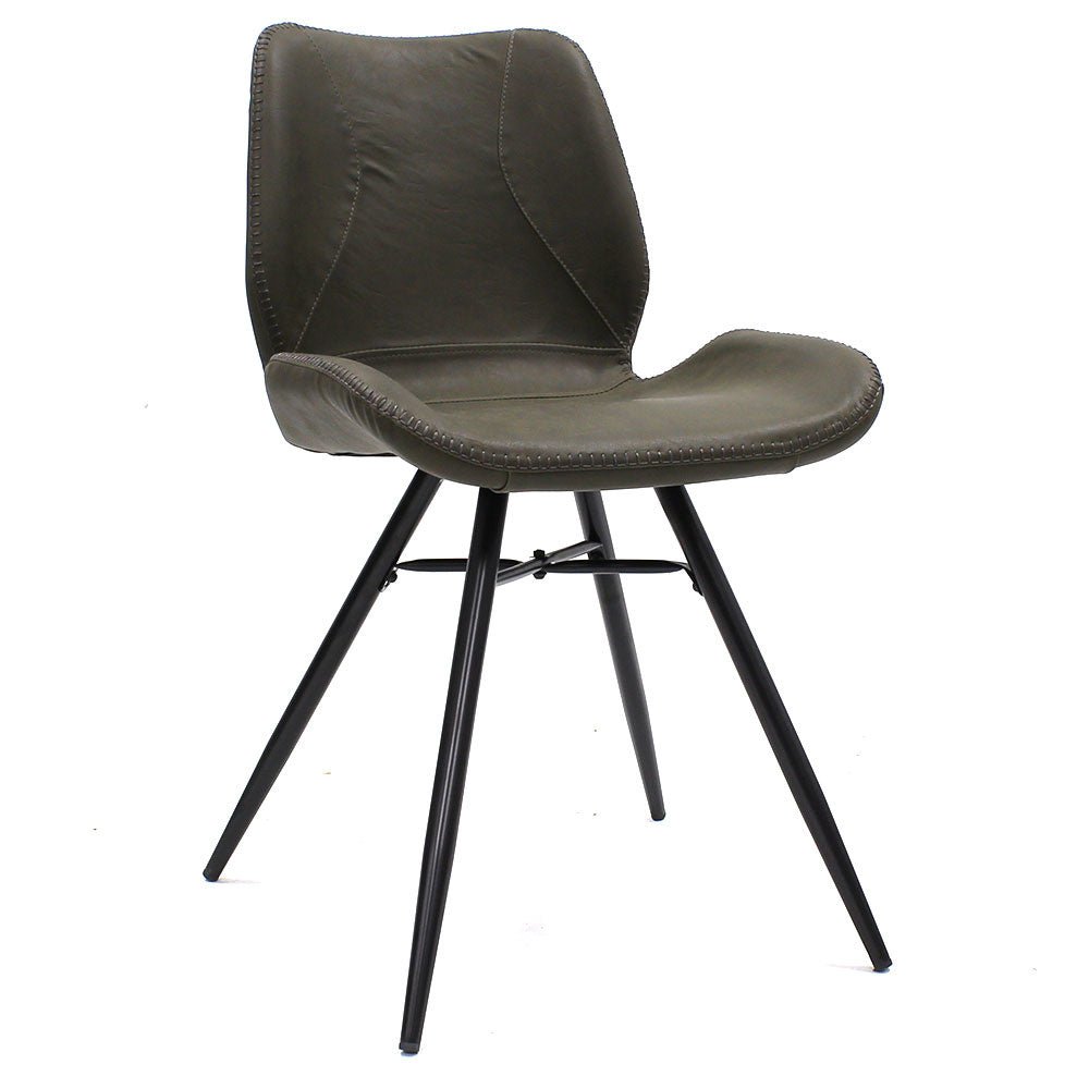 Spisestuestol Beau kunstlæder Dimehouse Grøn LxBxH 72x68x50 Kunstlæder Hvid foto diagonalt set forfra