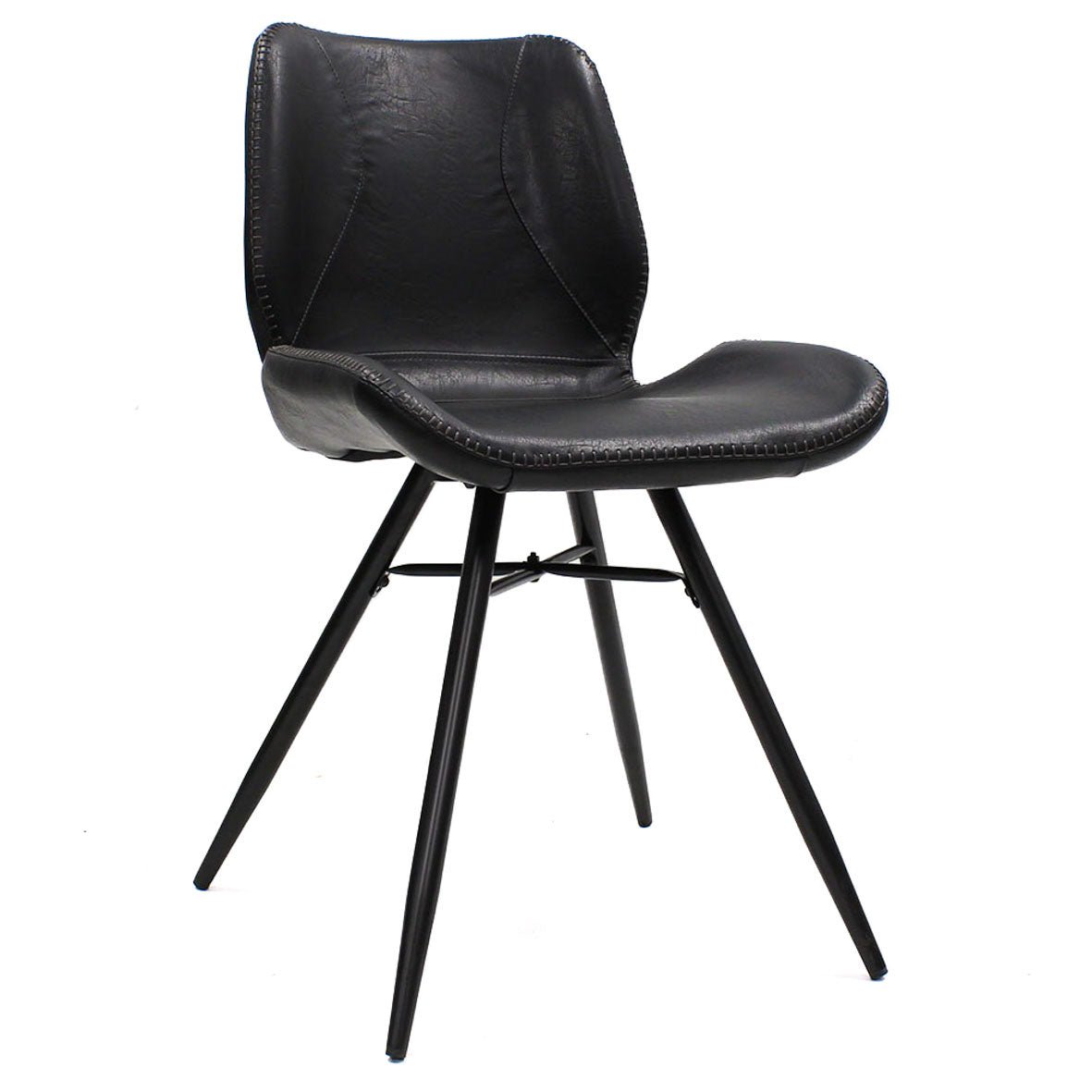 Spisestuestol Beau kunstlæder Dimehouse Sort LxBxH 72x68x50 Kunstlæder Hvid foto diagonalt set forfra