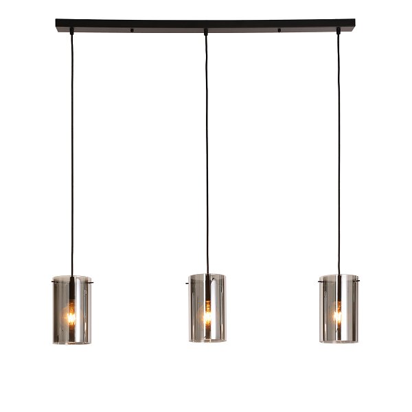 Hængelampe Hugo Dimehouse Antracit LxBxH 102x26x19 Glas Hvid foto set forfra