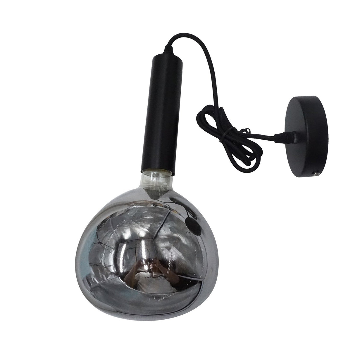 Hængelampe Katie Smokey Dimehouse Antracit LxBxH 29x22x21 Glas Hvid foto diagonalt set forfra