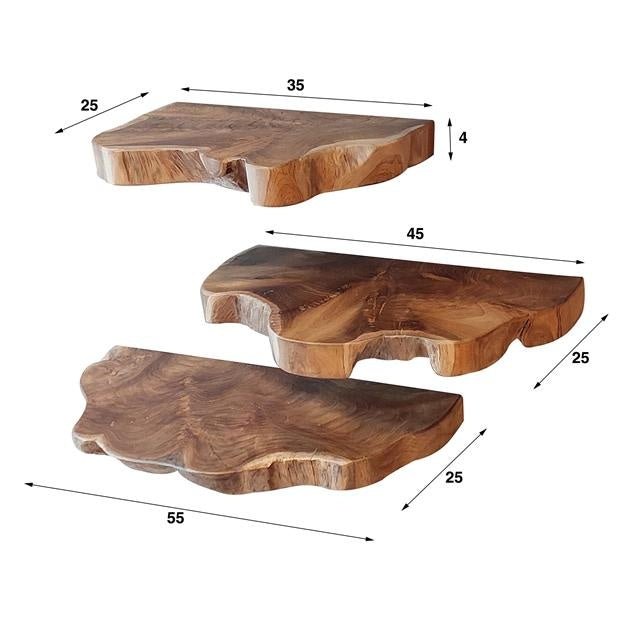Væghylde Loena DH Interiør Teak LxBxH 58x28x17 Teak Hvid fotostørrelsesangivelse