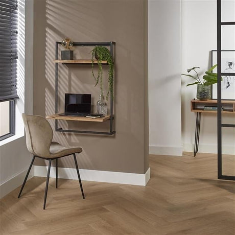Skrivebord Naomi DH Interiør Acacia LxBxH 104x70x20 Akacietræ Atmosfærisk foto diagonalt set forfra